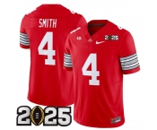 Men's Ohio State Buckeyes #4 Jeremiah Smith Red 2025 CFP Final Patch F.U.S.E. Vapor Limited Stitched Football Jersey