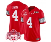 Men's Ohio State Buckeyes #4 Jeremiah Smith Red 2025 CFP Final With National Champions Patch F.U.S.E. Vapor Limited Stitched Football Jersey