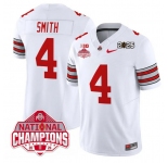 Men's Ohio State Buckeyes #4 Jeremiah Smith White 2025 CFP Final With National Champions Patch F.U.S.E. Vapor Limited Stitched Football Jersey