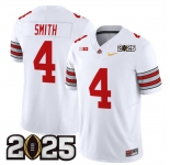 Men's Ohio State Buckeyes #4 Jeremiah Smith White Gold 2025 CFP Final Patch F.U.S.E. Vapor Limited Stitched Football Jersey