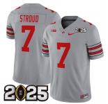 Men's Ohio State Buckeyes #7 C.J. Stroud Grey 2025 CFP Final Patch F.U.S.E. Vapor Limited Stitched Football Jersey