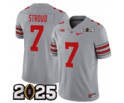 Men's Ohio State Buckeyes #7 C.J. Stroud Grey 2025 CFP Final Patch F.U.S.E. Vapor Limited Stitched Football Jersey
