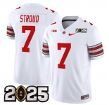 Men's Ohio State Buckeyes #7 C.J. Stroud White 2025 CFP Final Patch F.U.S.E. Vapor Limited Stitched Football Jersey