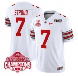 Men's Ohio State Buckeyes #7 C.J. Stroud White 2025 CFP Final With National Champions Patch F.U.S.E. Vapor Limited Stitched Football Jersey