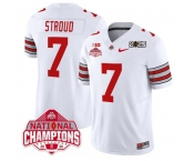 Men's Ohio State Buckeyes #7 C.J. Stroud White 2025 CFP Final With National Champions Patch F.U.S.E. Vapor Limited Stitched Football Jersey