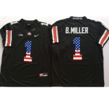 Ohio State Buckeyes #1 B.Miller Black USA Flag College Football Jersey