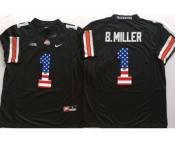 Ohio State Buckeyes #1 B.Miller Black USA Flag College Football Jersey