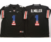 Ohio State Buckeyes #1 B.Miller Black USA Flag College Jersey