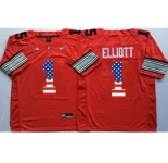 Ohio State Buckeyes #1 B.Miller Red USA Flag College Jersey