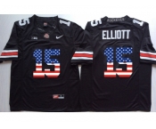 Ohio State Buckeyes #15 Ezekiel Elliott Black USA Flag College Football Jersey