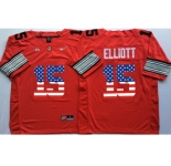 Ohio State Buckeyes #15 Ezekiel Elliott Red USA Flag College Jersey