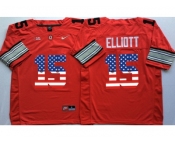 Ohio State Buckeyes #15 Ezekiel Elliott Red USA Flag College Jersey
