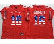 Ohio State Buckeyes #16 J.T. Barrett Red USA Flag College Football Jersey
