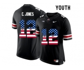 2016 US Flag Fashion Youth Ohio State Buckeyes C.Jones #12 College Football Limited Jersey - Black