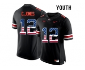 2016 US Flag Fashion Youth Ohio State Buckeyes C.Jones #12 College Football Limited Jersey - Blackout