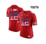 2016 US Flag Fashion Youth Ohio State Buckeyes C.Jones #12 College Football Limited Jersey - Scarlet
