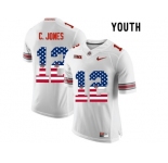 2016 US Flag Fashion Youth Ohio State Buckeyes C.Jones #12 College Football Limited Jersey - White