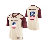 2016 US Flag Fashion Men's Oklahoma Sooners Baker Mayfield #6 College Limited Football Jersey - White