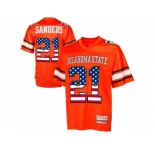 2016 US Flag Fashion Men's Oklahoma State Cowboys Barry Sanders #21 College Football Throwback Jersey - Orange