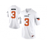 Men's Oklahoma State Cowboys Brandon Weeden #3 Pro Combat College Football Jersey - White
