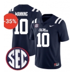 Men's Ole Miss Rebels #10 Eli Manning Navy F.U.S.E. Stitched Jersey