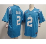 Men's Ole Miss Rebels #2 Jaxson Dart Powder Blue F.U.S.E. Stitched Football Jersey