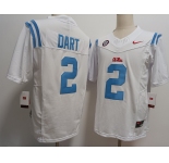 Men's Ole Miss Rebels #2 Jaxson Dart White 2024 F.U.S.E Stitched Jersey