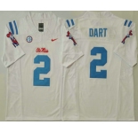 Men's Ole Miss Rebels #2 Jaxson Dart White 2025 FUSE College Football Jersey