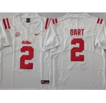 Men's Ole Miss Rebels #2 Jaxson Dart White Stitched jersey
