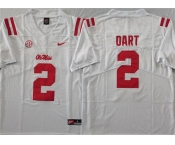 Men's Ole Miss Rebels #2 Jaxson Dart White Stitched jersey