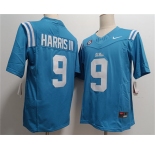 Men's Ole Miss Rebels #9 Tres Harris III Powder Blue F.U.S.E. Stitched Football Jersey