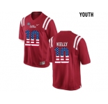 2016 US Flag Fashion Youth Ole Miss Rebels Chad Kelly #10 College Football Limited Jersey - Red