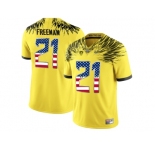 2016 US Flag Fashion 2016 Men's Oregon Duck Royce Freeman #21 College Football Electric Lightning Limited Jerseys - Yellow