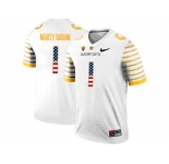 2016 US Flag Fashion 2016 Men's Oregon Ducks Spring Game Mighty Oregon #1 Webfoot 100th Rose Bowl Game Elite Jersey - White