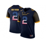 2016 US Flag Fashion 2016 Men's Oregon Ducks Spring Game Mighty Oregon #2 Webfoot 100th Rose Bowl Game Elite Jersey - Navy