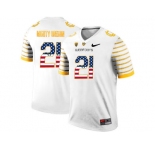2016 US Flag Fashion 2016 Men's Oregon Ducks Spring Game Mighty Oregon #21 Webfoot 100th Rose Bowl Game Elite Jersey - White