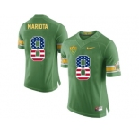 2016 US Flag Fashion Men's Oregon Duck Marcus Mariota #8 College Football 20th Anniversary Throwback Jerseys - Apple Green