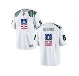 2016 US Flag Fashion Men's Oregon Duck Marcus Mariota #8 College Football Limited Jerseys - White