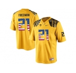 2016 US Flag Fashion Men's Oregon Ducks Royce Freeman #21 College Football Limited Jersey - Yellow