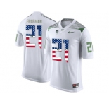2016 US Flag Fashion Men's Oregon Ducks Royce Freeman #21 College Football Limited Jersey -White
