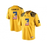2016 US Flag Fashion Men's Oregon Ducks Vernon Adams Jr.#3 College Football Limited Jersey - Yellow
