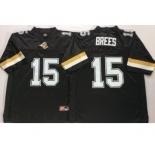 Purdue Boilermakers #15 Drew Brees Black College Football Jersey