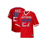 2016 US Flag Fashion Rutgers Scarlet Knights Ray Rice #27 Big East Patch College Football Jersey - Red