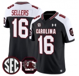 Men's South Carolina Fighting Gamecocks #16 LaNorris Sellers Black White 2025 F.U.S.E. Stitched Jersey