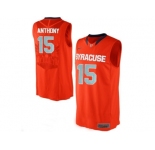Men's Syracuse Orange Camerlo Anthony #15 College Authentic Basketball Jersey - Orange