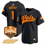 Men's Tennessee Volunteers #1 Christian Moore Black 2024 Champions Vapor Limited Stitched Jersey