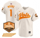 Men's Tennessee Volunteers #1 Christian Moore Cream 2024 Champions Vapor Limited Stitched Jersey