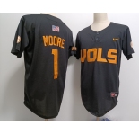 Men's Tennessee Volunteers #1 Christian Moore Grey With Patch Stitched Baseball Jersey