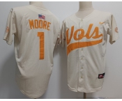 Men's Tennessee Volunteers #1 Christian Moore White Stitched Jersey