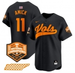 Men's Tennessee Volunteers #11 Billy Amick Black 2024 Champions Vapor Limited Stitched Jersey